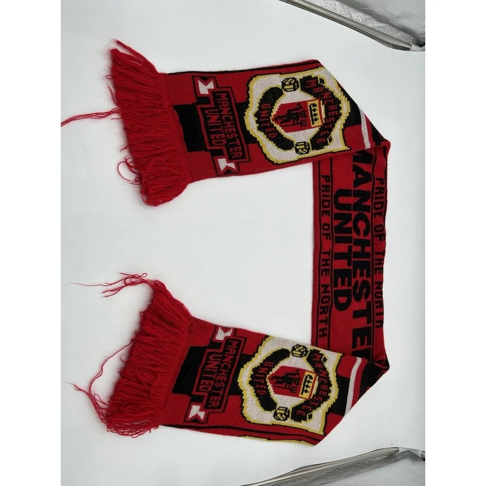 Manchester United Soccer Scarf Pride Of The North Red Knit Fringe Fan